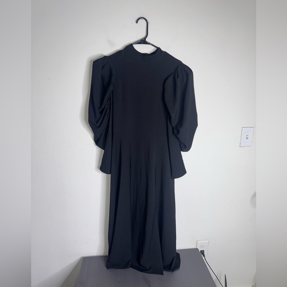 black asymmetrical wrap dress Aleksandre Akhalkatsishvili Black Asymmetric Wrap Midi Dress main image 1